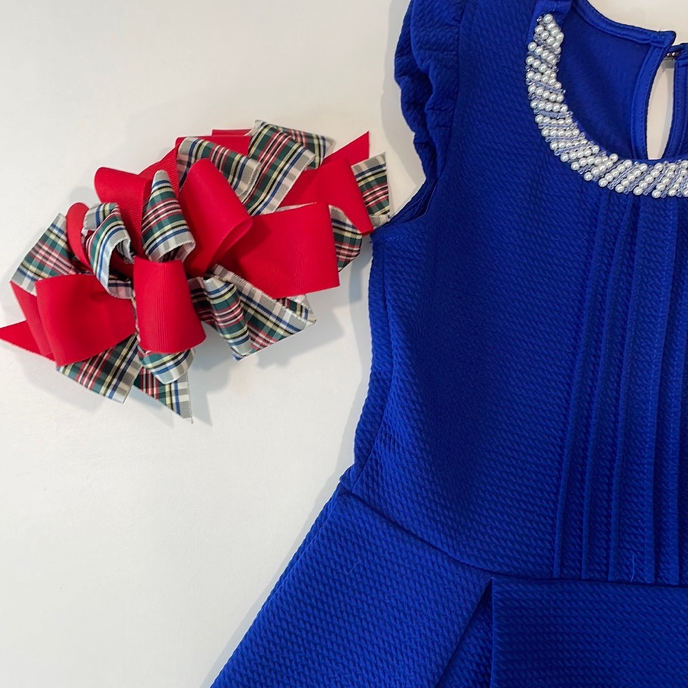 Vintage - Extra Large - Red and Plaid - Hair Bow with Snap Clip - Christmas